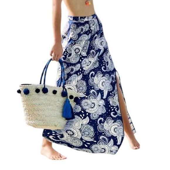 BODEN MAXI SKIRT JULLIETTE PLEATED BLUE WHITE PAISLEY SZ 4 COTTON SOPHISTICATED - Picture 5 of 16